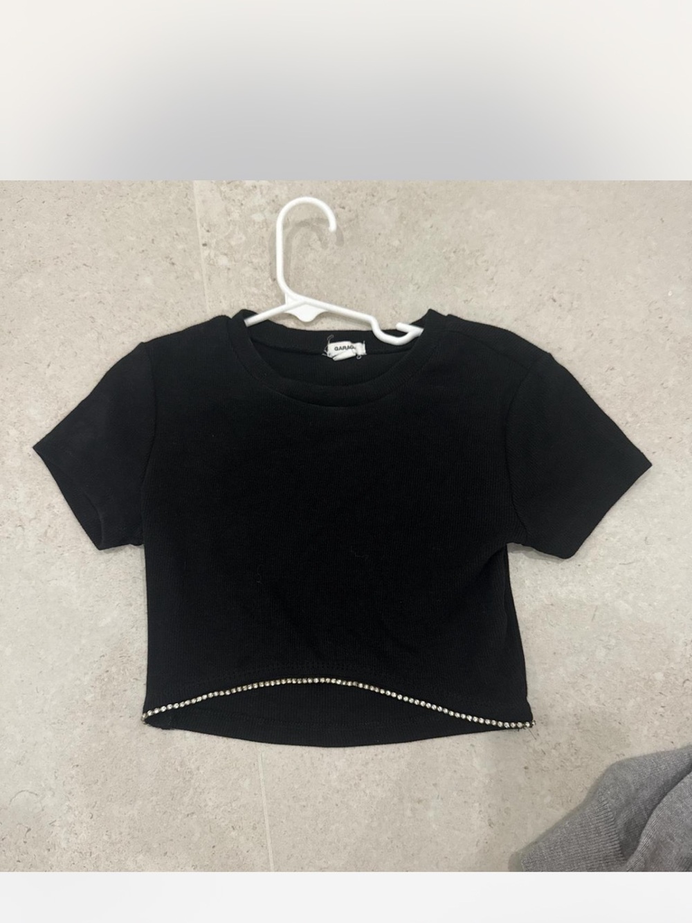 Garage cropped top with rhinestone trim size XS